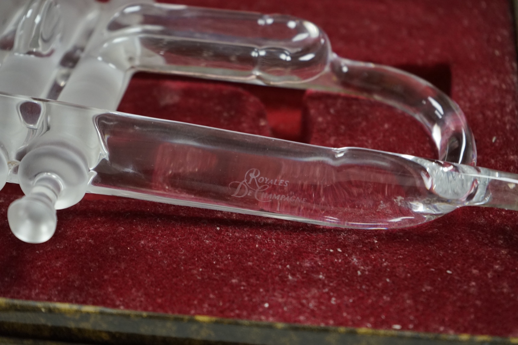 A Royales de Champagne crystal model trumpet, in fitted box, 52cm in length